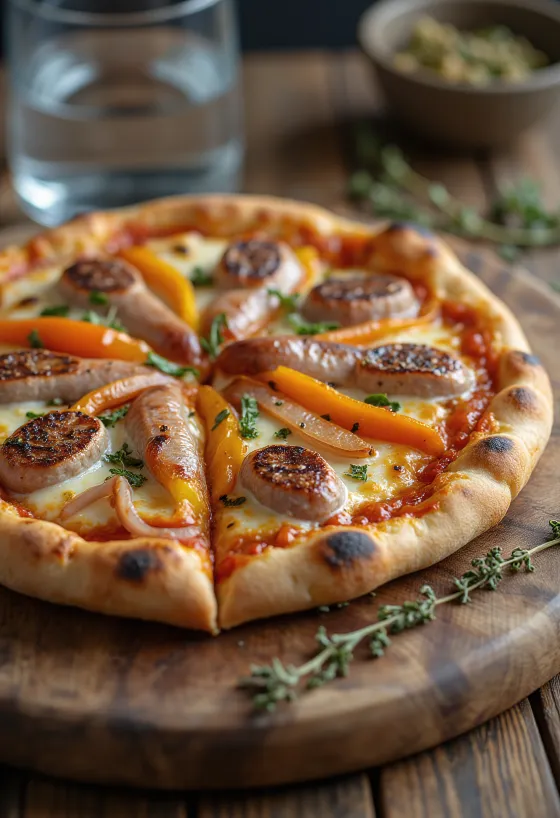 Pizza Viennese z avstrijsko klobaso, papriko in mocarelo