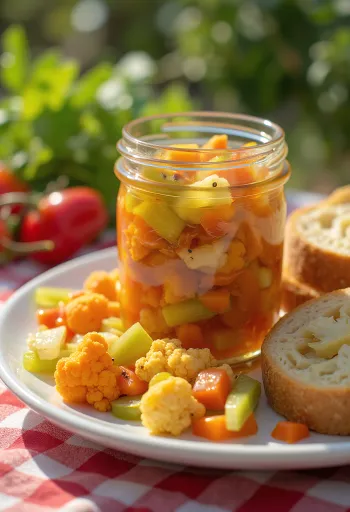 Pekoča giardiniera, postrežena