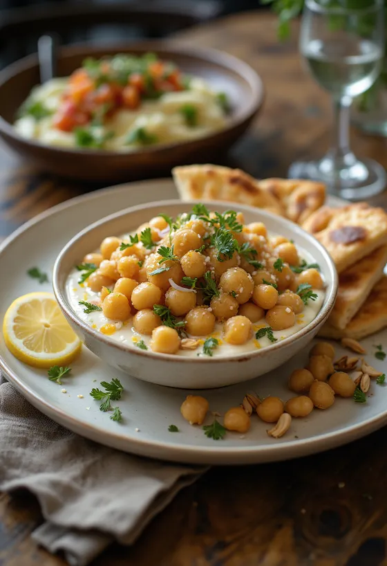 Fatteh z limoninim sokom in pinjolami