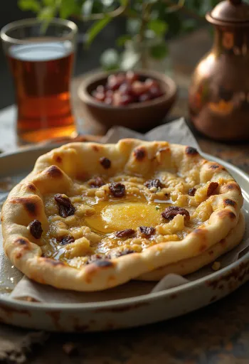 Kašmirski naan polnjen z rozinami in orehi