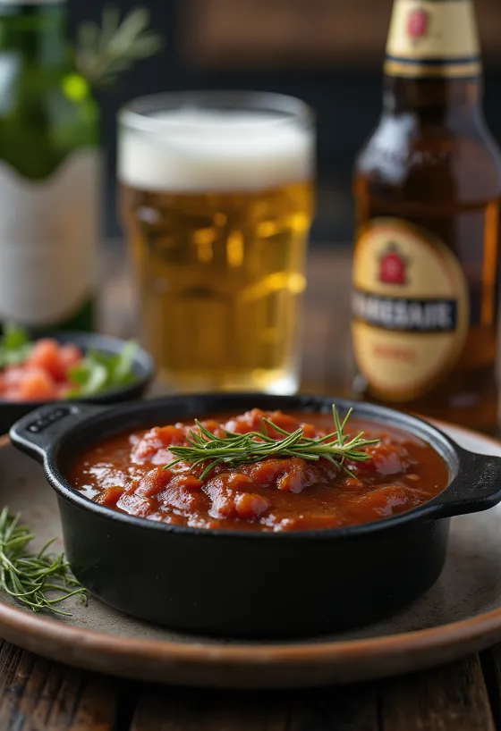 Postrežena pivska barbecue omaka z rožmarinom