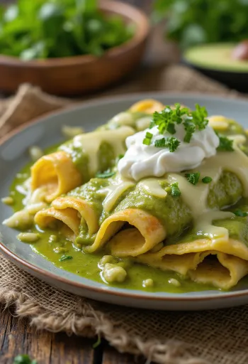 Enchilada verde postrežena