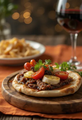 Šefova posebna pita z govedino, sirom camembert in rukolo