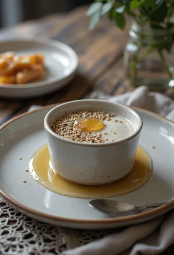 Panna cotta s sezamom v kozarcu