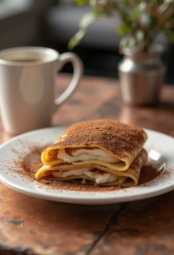 Tiramisu palačinke postrežene