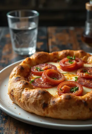 Pizza Diavola s polnjenim robom in začinjeno salamo
