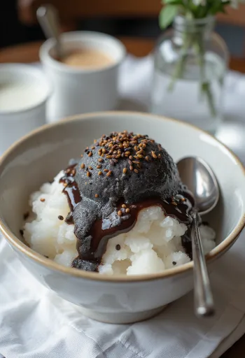 Svež bingsu s črnim sezamom, popolna poletna sladica