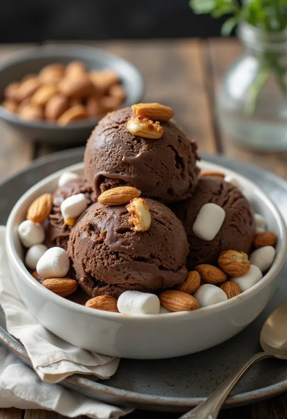 Rocky Road sladoled postrežen