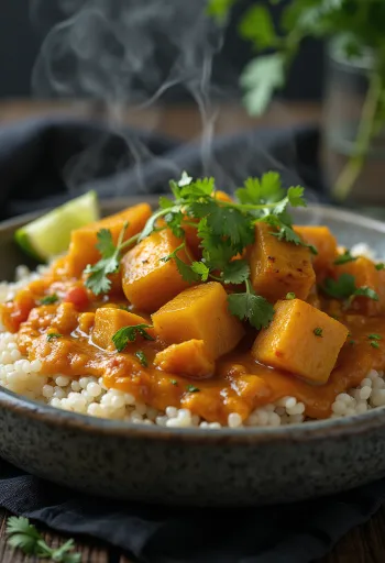 Bučni curry na podlagi iz kvinoje