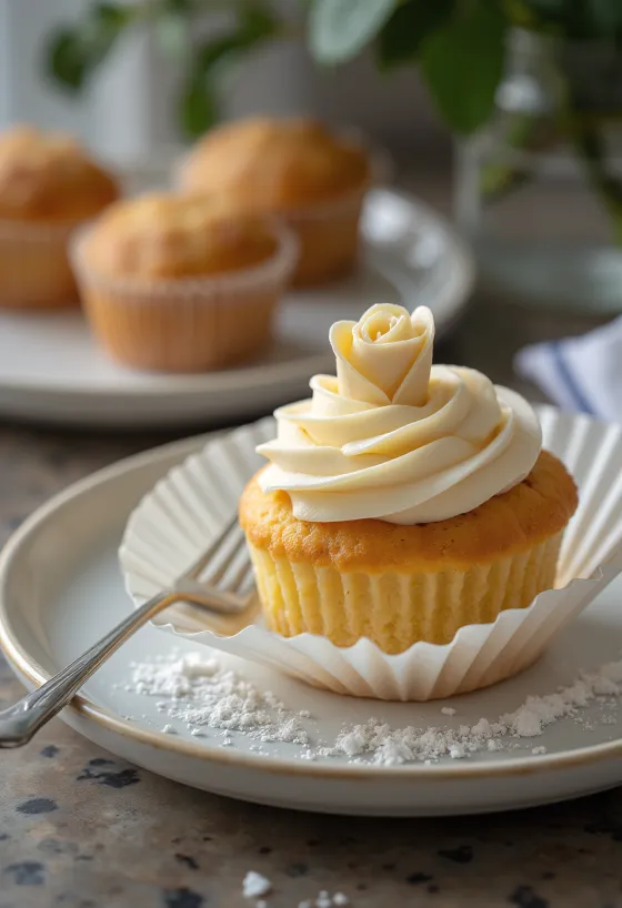 Marcipanov cupcake postrežen