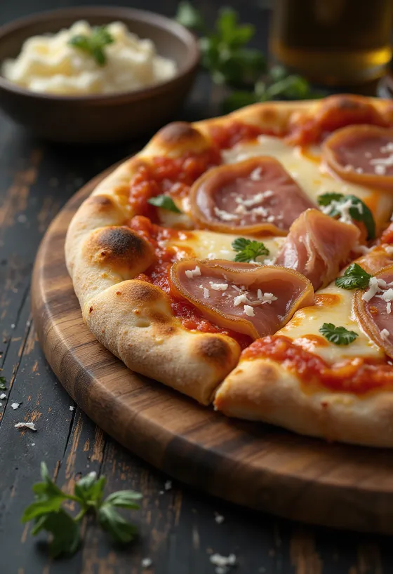 Pizza con Pancetta s panceto in sirom