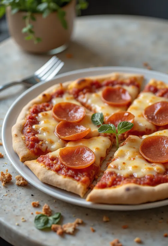 Veganska pepperoni pizza s sirom in klobaso na rastlinski osnovi