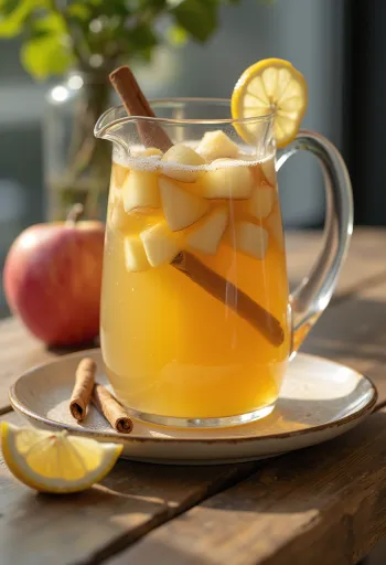 Jabolčni sok s cimetom postrežen v steklenici