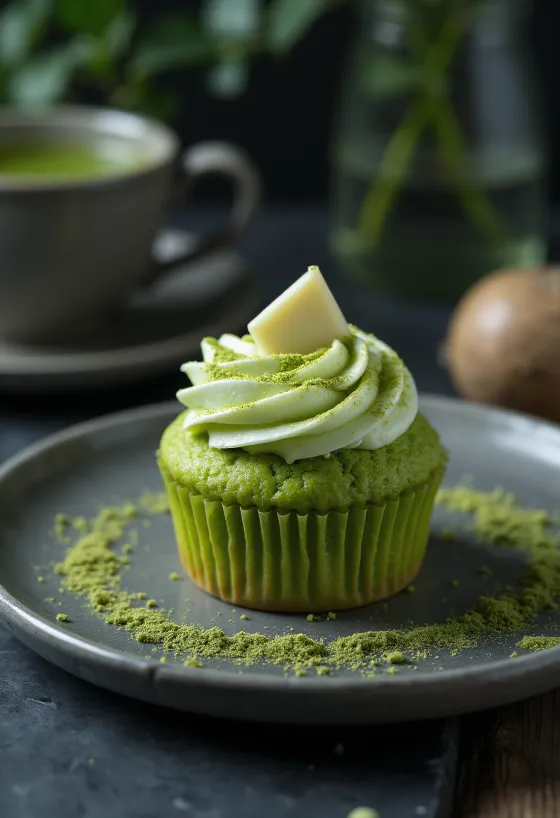 Matcha cupcake s kremo iz maskarponeja