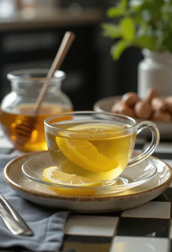 Sveže postrežen zeleni čaj z limono