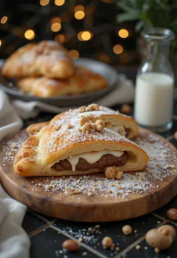 Sveže pečen calzone z lešnikovim namazom