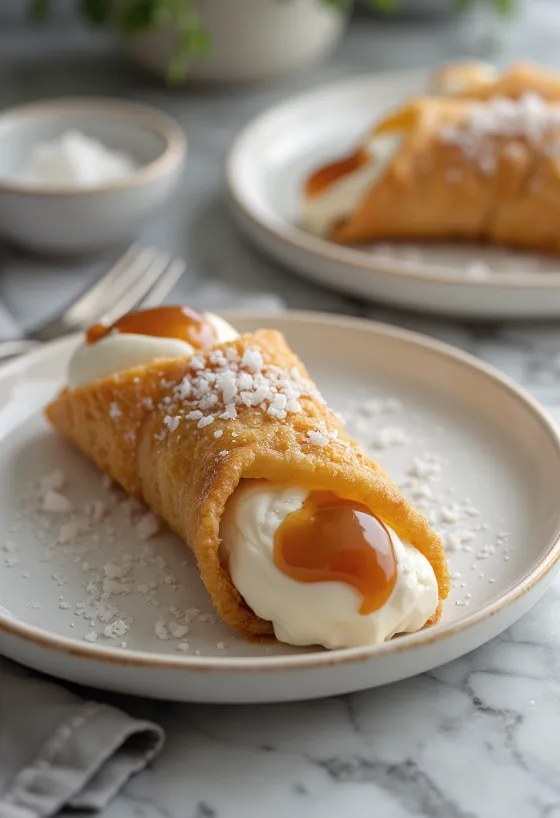 Cannoli s slano karamelo postreženi