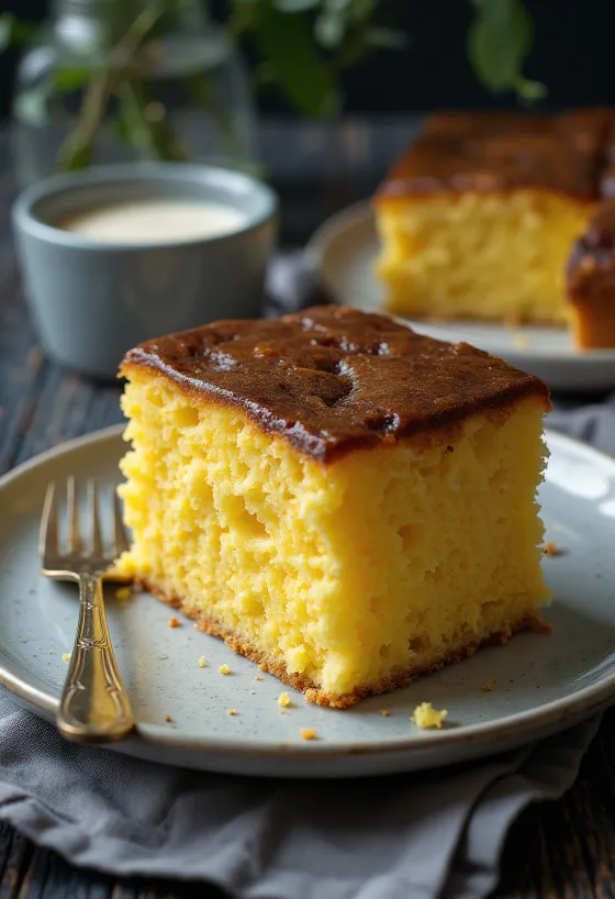Kasutera kolač z okusom mikan pomaranče postrežen