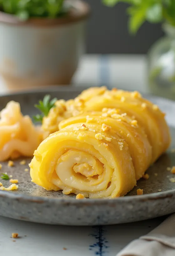 Tamagoyaki z ingverjem, omleta z bogatim ingverjevim nadevom