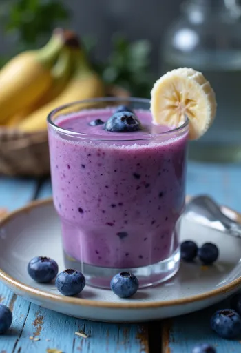 Borovničev smoothie postrežen v kozarcu