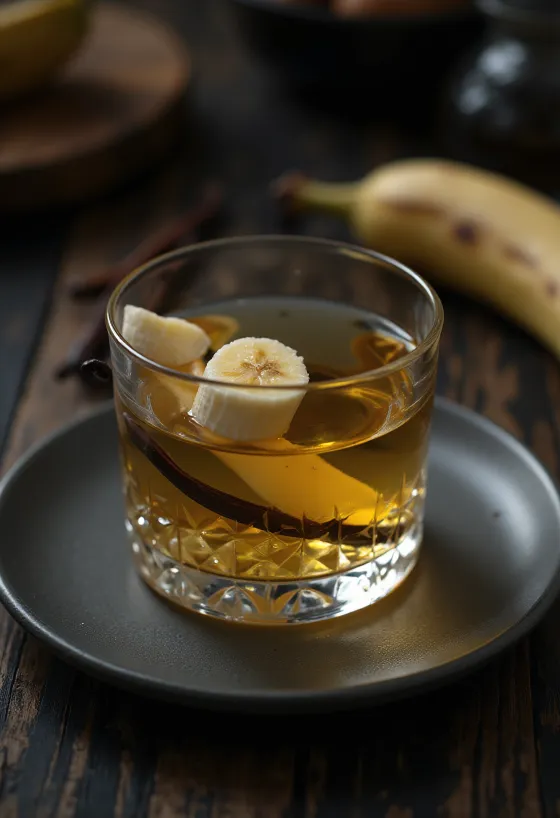 Bananin liker postrežen v steklenici