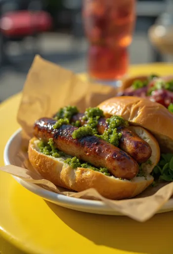 Choripán s chimichurrijem, sveže postrežen