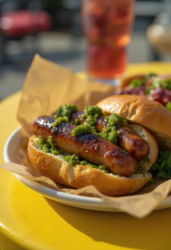Choripán s chimichurrijem, sveže postrežen