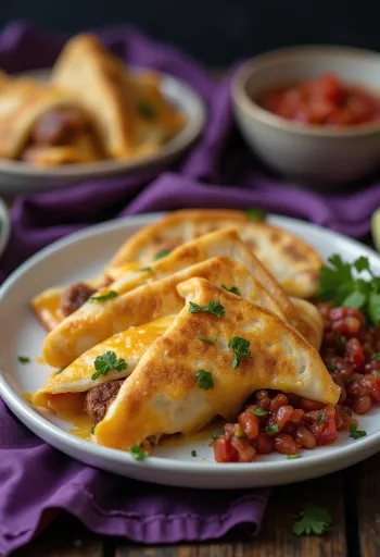 Hot dog quesadilla postrežena