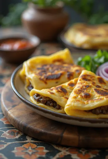 Tradicionalna salvadorska pupusa s sirom in fižolom