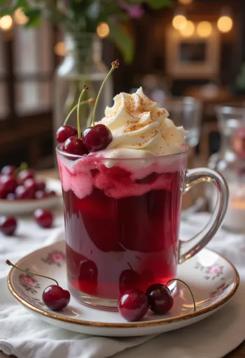 Sladek češnjev cider postrežen v kozarcu