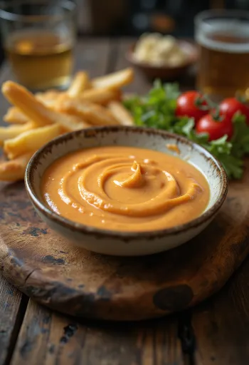 Postrežena chipotle majoneza s pečenim krompirjem
