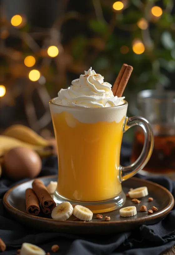 Bananin-mangov cider postrežen v kozarcu