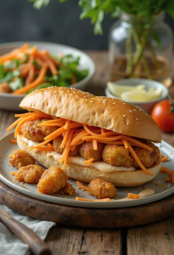 Bánh Mì Chả Cá sendvič z ribjimi polpeti, svežo zelenjavo in koriandrom.