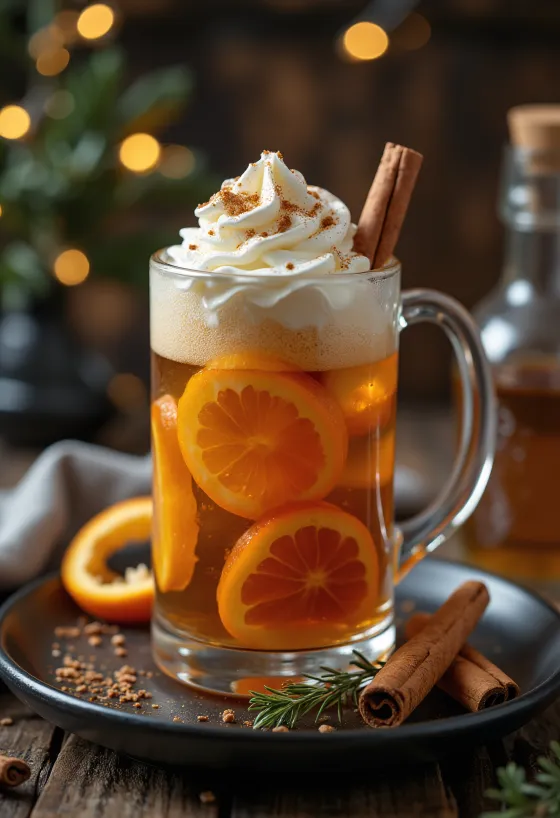 Sladek božični cider postrežen v kozarcu