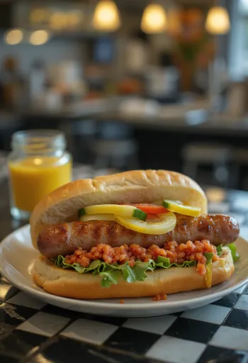 Hot dog sendvič postrežen