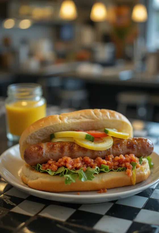 Hot dog sendvič postrežen