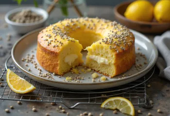 Limonina torta z makom narezana