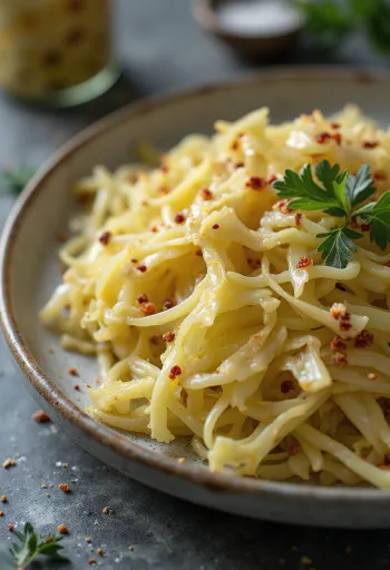 Pikantno kislo zelje (sauerkraut) postreženo