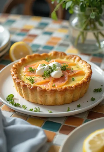 Quiche au Saumon postrežen