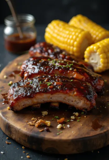 BBQ rebrca s koruzo postrežena