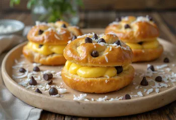 Skolebrød s koščki čokolade, sveže postrežen