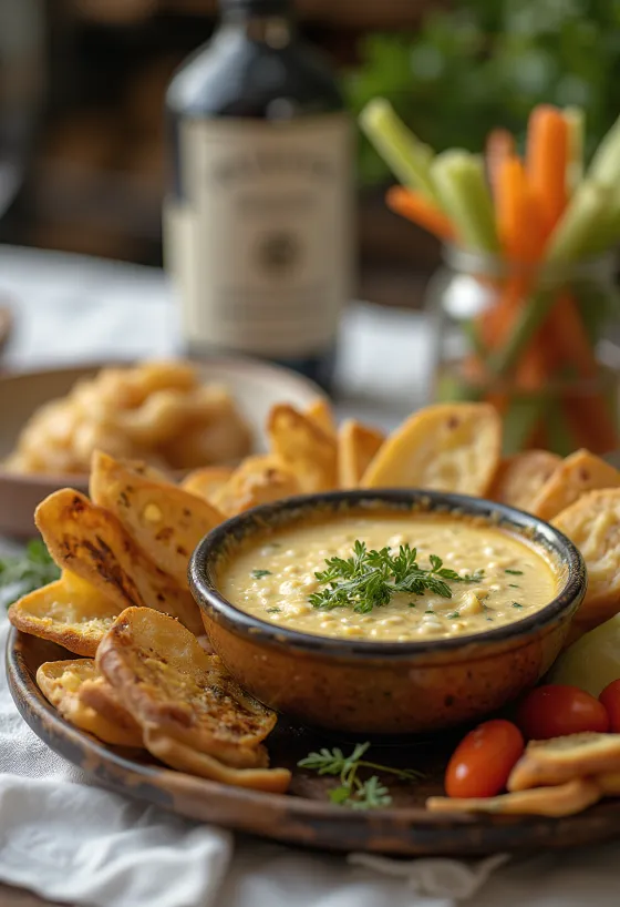 Bagna cauda pomaka s svežo zelenjavo na mizi
