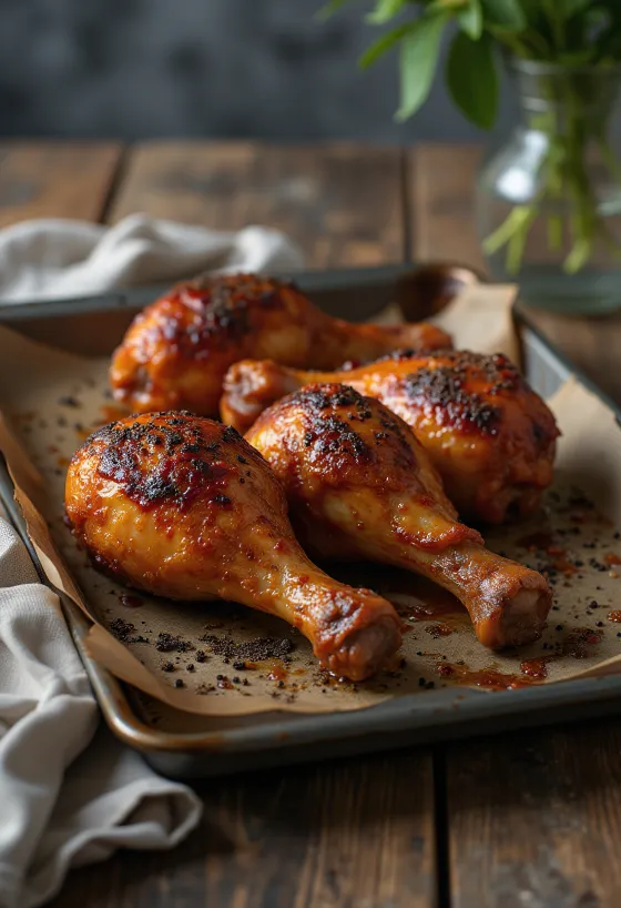 BBQ piščančja stegna postrežena