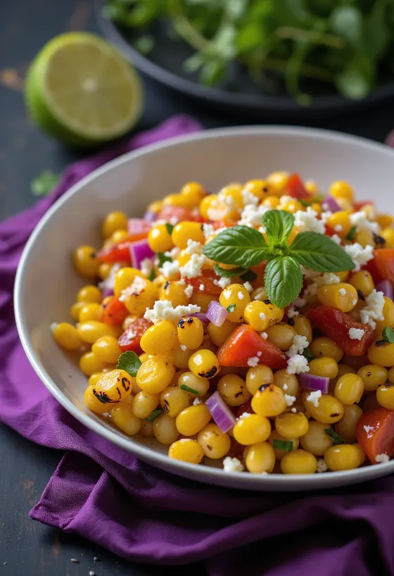 BBQ solata iz pečene koruze postrežena