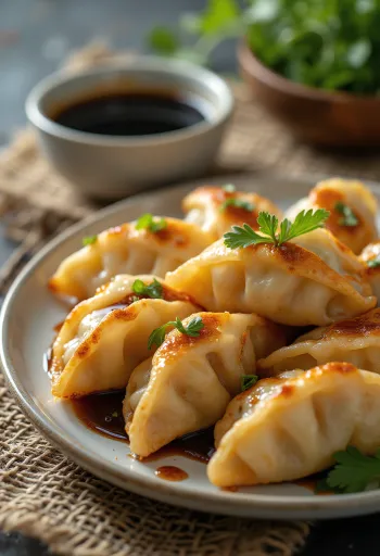 Gyoza, postrežena s sojino omako