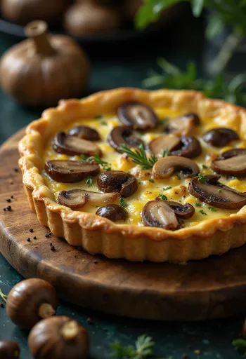 Quiche aux Champignons postrežen