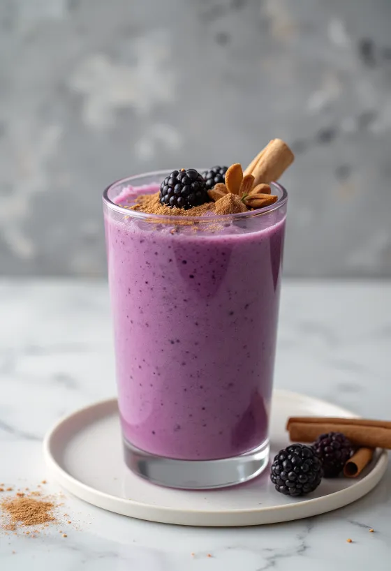 Cimetov robidov smoothie v kozarcu