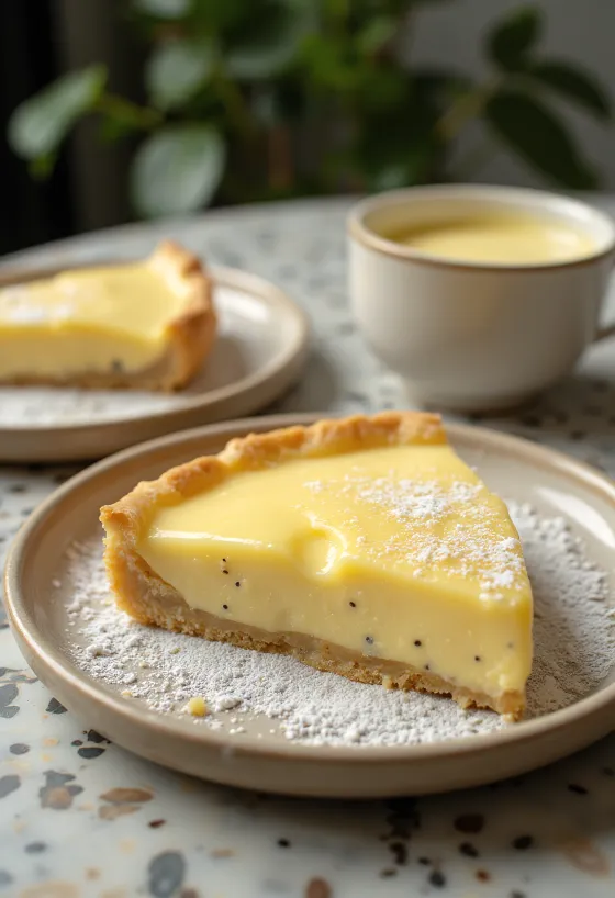 Vanilijeva pita postrežena na krožniku