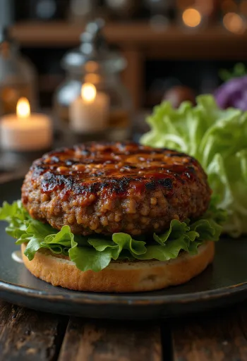 BBQ pečen lečin burger postrežen