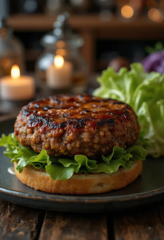 BBQ pečen lečin burger postrežen